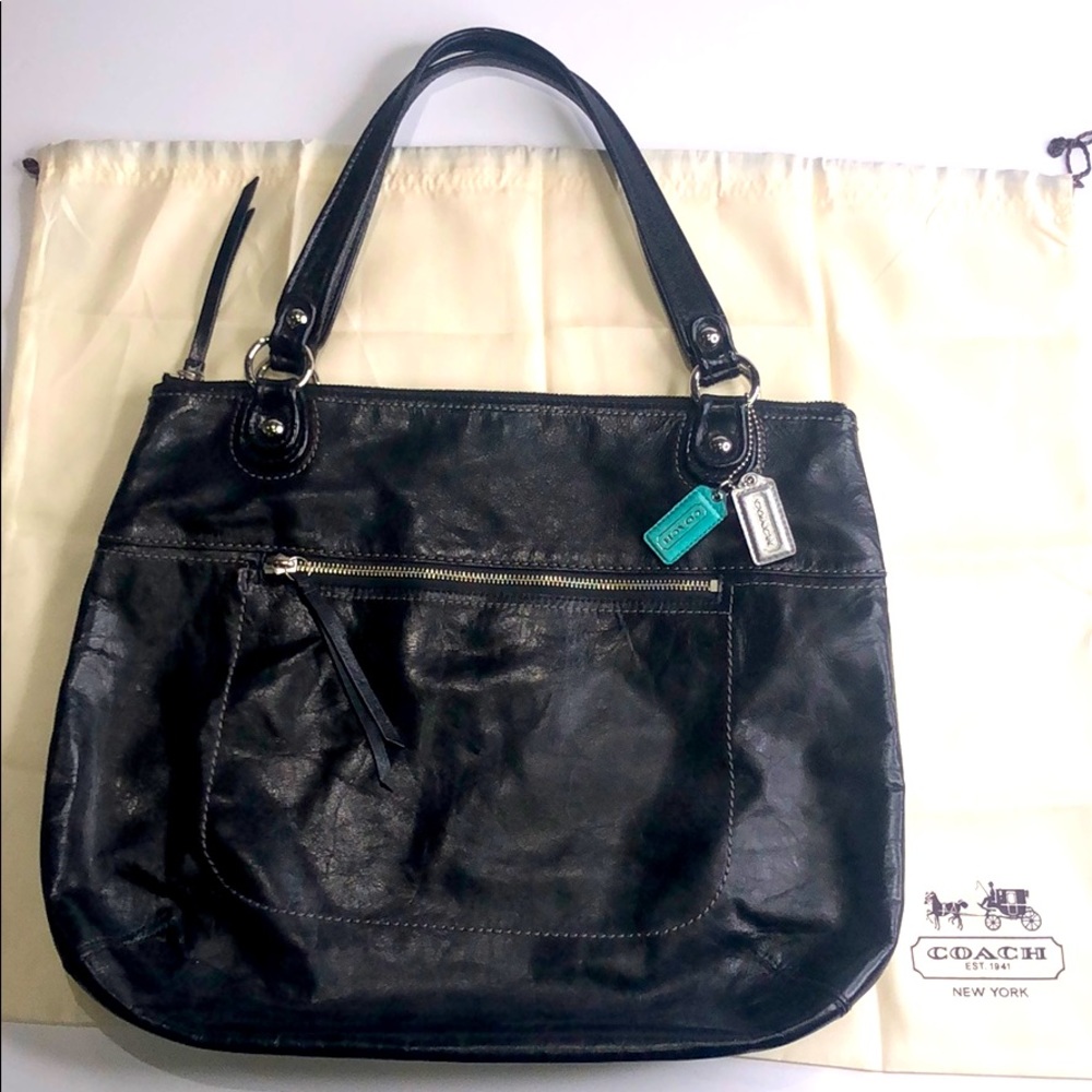COACH Black Leather Tote Bag